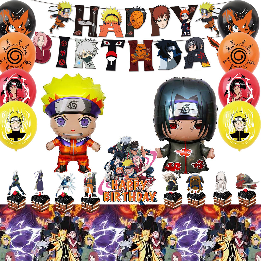 Naruto Party Decorations Naruto Birthday Supplies Balloon Cake Topper Tablecloth