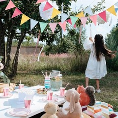 Pennant Banner Flags Pastel, 48Pcs Colorful Triangle Bunting Flags for Party,…