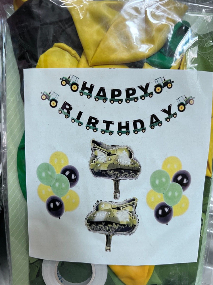 Military Car Tractor Birthday Party Set Balloons Supplies Kit Truck Decorations