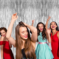 3 Pack 3.3X8.2 Feet Silver Foil Fringe Backdrop Curtains, Tinsel Streamers Birth