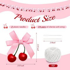 24 Pcs Cherry Party Decorations Cherry Pink Bow Garland Decor Shes the Cherries