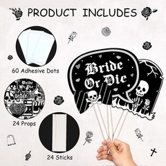 24Pcs Bride Or Die Photo Booth Props Gothic Bachelorette Decorations Women Girls