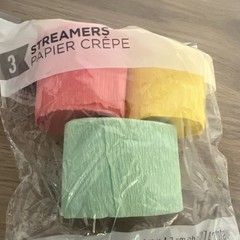 3-Pack Crepe Paper Party Streamers Multicolor Solid Rolls