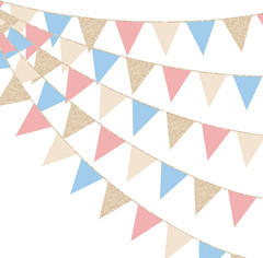 Dusty Rose Pink and Blue Beige Champagne Gold Party Decorations Pennant Banner F