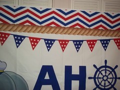 AHOY It’s a boy Baby Shower Banner Background Photo Prop Party Decor~60″ X 85″