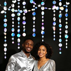 Glitter Iridescent Circle Dots Paper Garland Holographic Circle Dot Streamer …