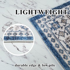 2×4 Non-Slip Entryway Area Rugs: Washable Stain Resistant Kitchen 2×4, Blue