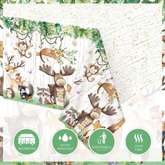 LXlucktim Woodland Plastic Tablecloth for Birthday Baby Shower Decorations – 3 P