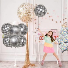 8 Pcs 22 inch Disco Balloons Silver Star Balloons for 70s Disco Party Dancing…