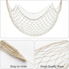 2 Pack Fish Net Decorations Natural Cotton Fishing Net Decor Hawaiian Beach