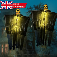 Halloween Hanging Glowing Skull Ghost Skeleton Gauze Scary Haunted House Decor