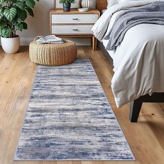 KOZYFLY Modern Abstract Washable Rug Runner 2×6 2′ x 6′ (Runner), Blue-grey