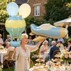 Matte Airplane & Hot Balloon Foil Balloons Set, 2Pcs – 31″ Airplane & 24″ Hot…
