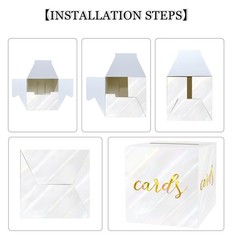 SietDESEO 9 Inch Black Graduation Card Box, White Gold Foil Gift Box