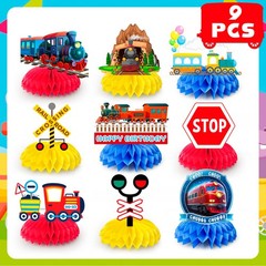 Train 3D Table Honeycomb Centerpiece Transportation Birthday Party Supplies Set