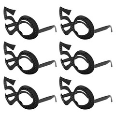 6-Pack Birthday Glasses with Rhinestones, 50th Photo Booth Props [Black]