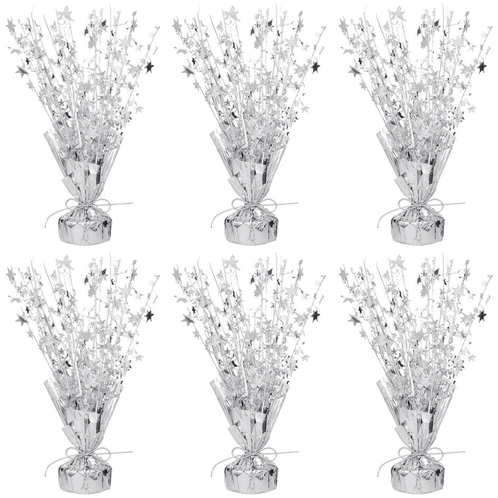 6 Pack Metallic Foil Spray Centerpiece Table Decoration Silver Star Party Cen…