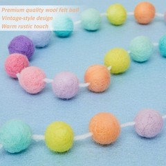 2 Pieces Wool Felt Rainbow Garland Colorful Pom Pom 6.5 ft Long 24 Garland fo…