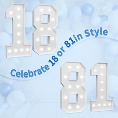 Elegant 4ft Light-Up Number 18 Foam Decoration for Milestone Celebrations