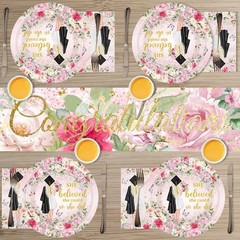 Juweked Pink Graduation Paper Plates and Napkins, She Believed She Could So S…