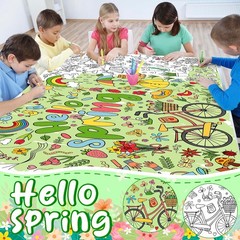 72×30 Inches Spring Coloring Tablecloth – Perfect for Fun Kids DIY Activities