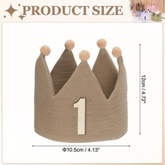 1st Birthday Crown Hat Reusable Party Hats with Elastic Band, Coffee