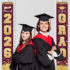 2026 Graduation Party Decorations – Maroon Gold Class of 2026 Congrats Grad P…