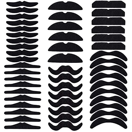 60 Pack Fake Mustache Realistic False Beards Self-Adhesive Black Mustache