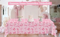 3 Pack Pink Birthday Bow Party Decorations Tablecloths, Large Size 54 X 108 Inch
