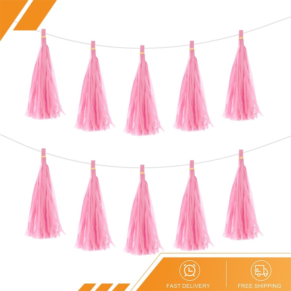 15 Pcs Pink Tassel Garland Banner Rope