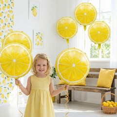 6 Pcs 18″ Lemon Foil Balloons, Yellow Citrus Fruit Aluminum Decoration for Am…