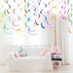Colorful Ceiling Swirl Foil Decorations Hanging Plastic Streamer Themed Swirl…