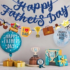 Happy Fathers Day Banner Blue Glitter Fathers Day Decorations For Party Home