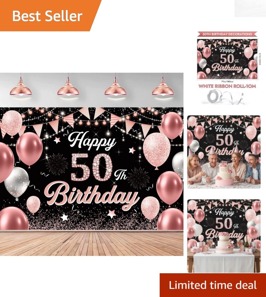 Elegant Pink 50th Birthday Banner – Cheerful Decor for Milestone Celebrations