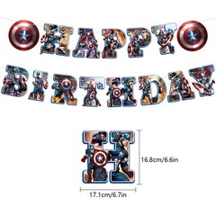 Cartoon Birthday Party Decorations Superhero Theme Banner Balloon Baby Shower