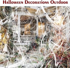 290G Halloween Decorations Spider Web Cobweb, 80pcs Plastic Spider Haunted House