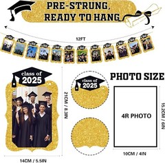 Class of 2025 Banner Backdrop | Graduation Party Decorations 2025 Black and Go..