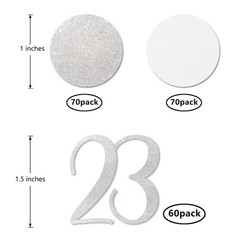200 PCS Silver Glitter 23 Confetti 23rd Birthday Number Anniversary Decor