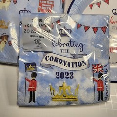 Tesco King Charles Coronation Party Set Bag Plate Napkin Tablecloth Flag Dog
