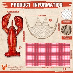 6 Pcs Crawfish Boil Party Decorations Lobster Balloons, Tablecloth & Fish Net