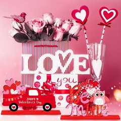 6 PCS Valentine’s Day Wooden Happy Table Centerpieces Signs Party Decor