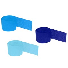 Crepe Paper Streamers 3 Rolls 72ft in 3 Colors (Sea Blue,Sky Blue,Teal)
