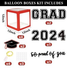 Dazonge Graduation Decorations Class of 2024 – Set of 4 Red Graduation Balloon