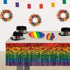 Beistle Rainbow Metallic Fringe Multi-Color 1-Ply Hanging Decorations For Pride