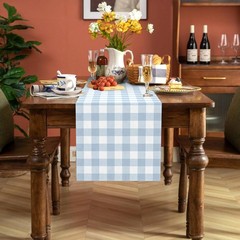 Dusty Blue Gingham Table Runner Blue Checkered Boy Girl Baby Shower Birthday