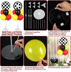 Race Car Party Balloon Stand Kit – 2 Sets with 14 Balloons for Celebrations