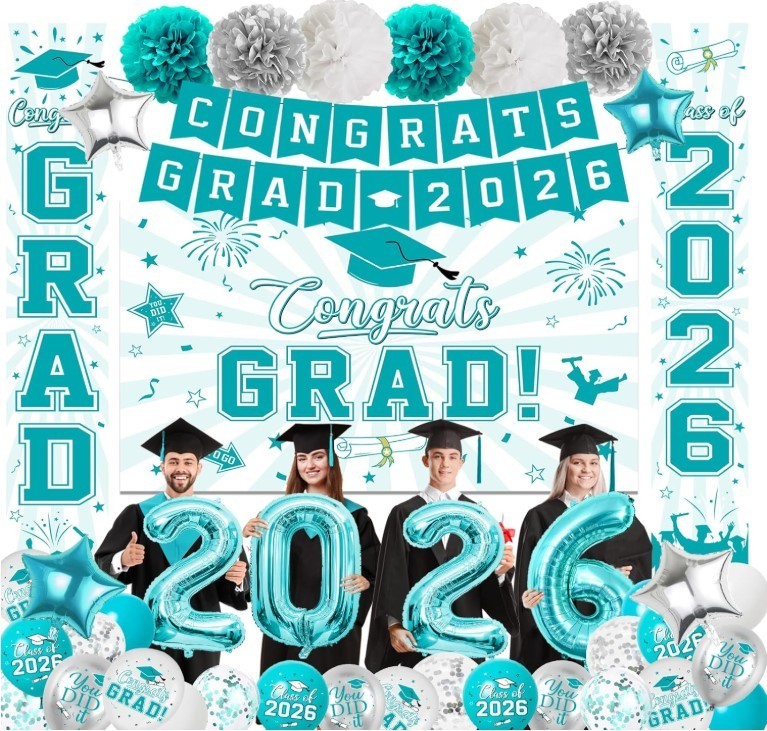 Teal Graduation Decorations 2026,Class of 2025 Graduation Decorations with Co…