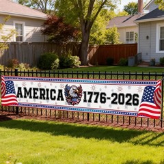250th Anniversary Banner 1776-2026 USA Patriotic 4th July Outdoor Sign 120×20