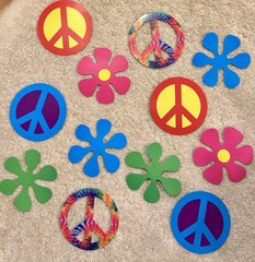 Lot of Decades Theme Party Decorations Lot Tie-Dye Multicolor Paper & Plastic