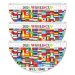 3-Piece World Flags Banners 1.5×3 ft – International Fan-Shaped Bunting for S…